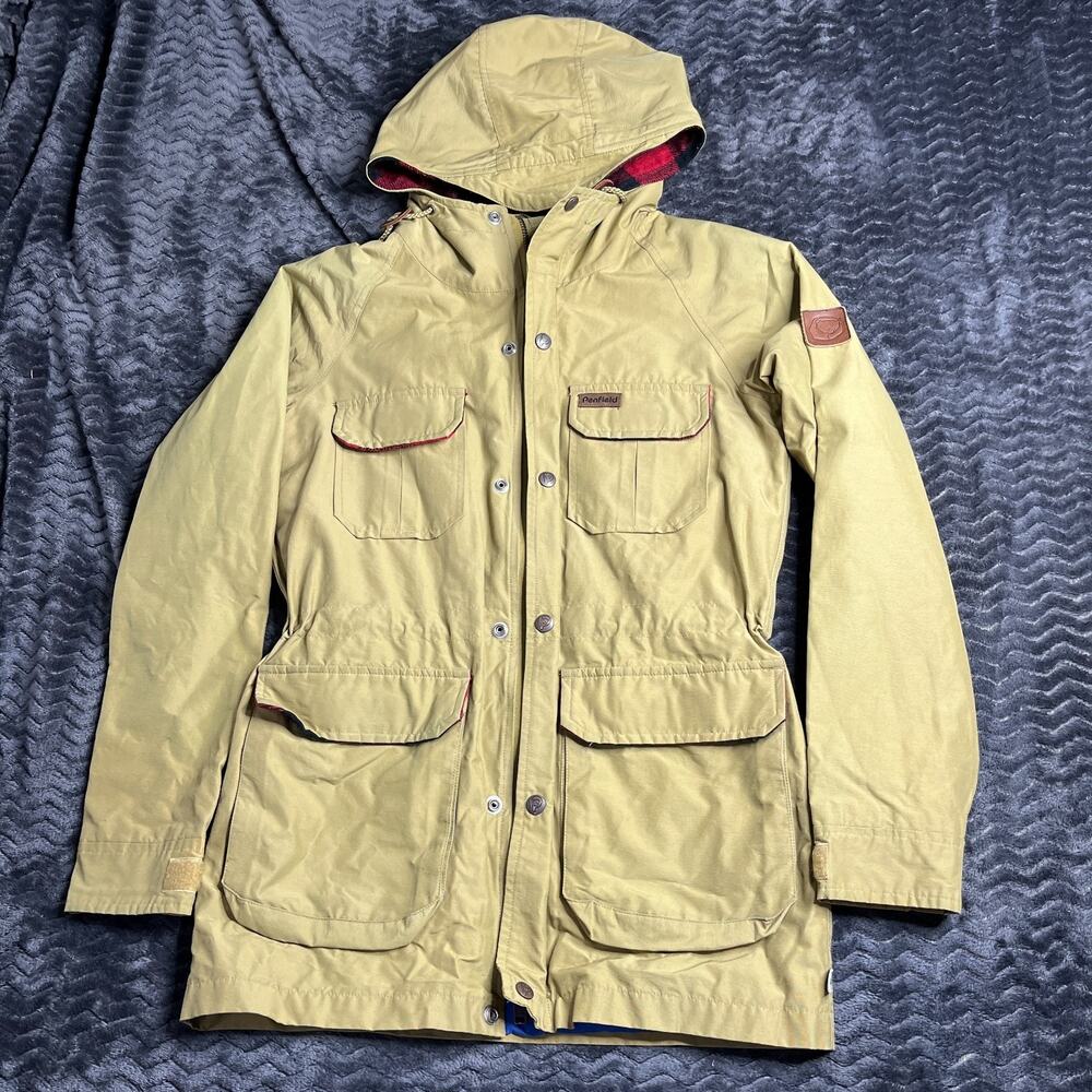 Penfield Trailwear Jacket M 60/40 Buffalo Plaid Lining Rain Waxcloth Olive Army